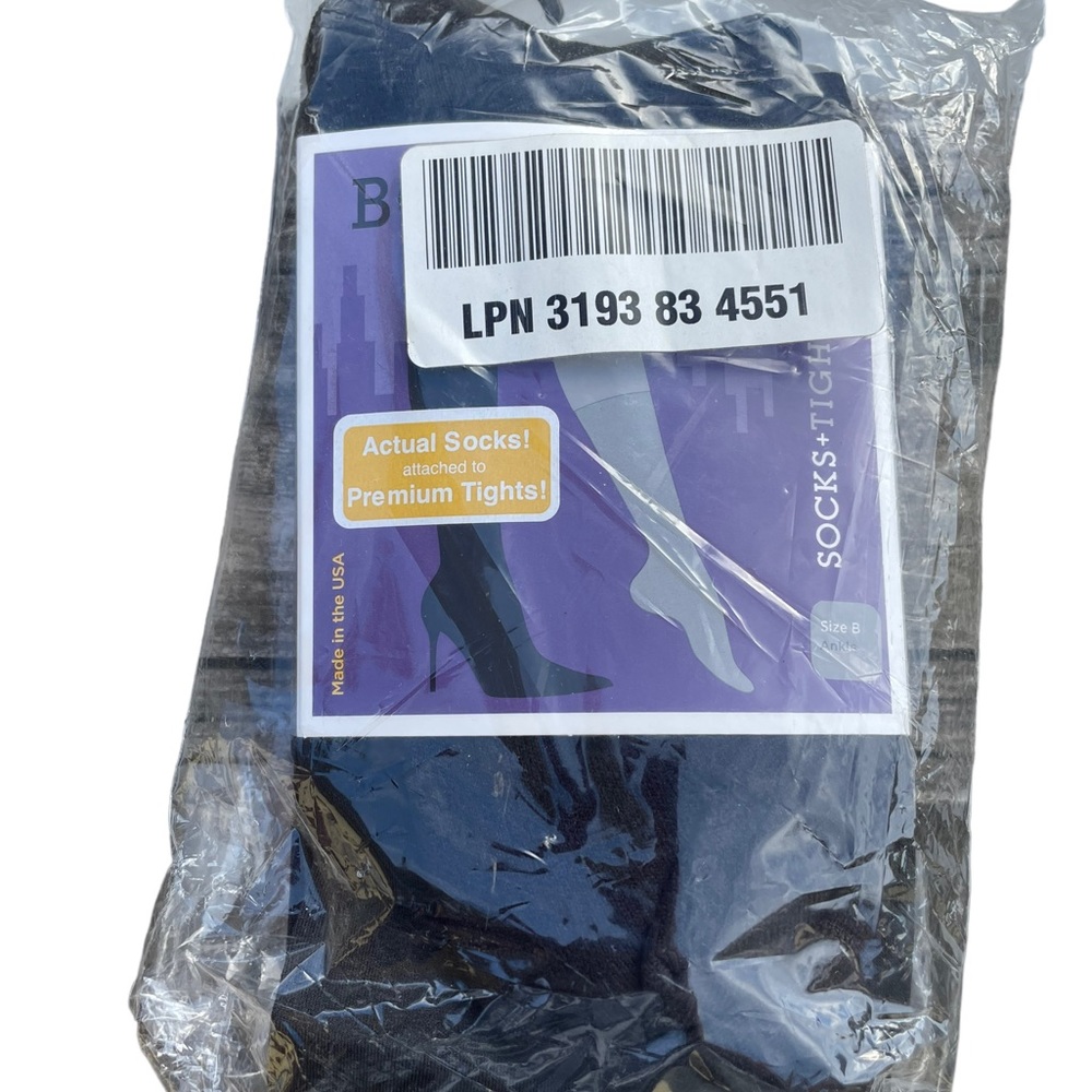 Leg Up Bootights Premium Tights Attached to Performance Socks Black Size B - Picture 4 of 5